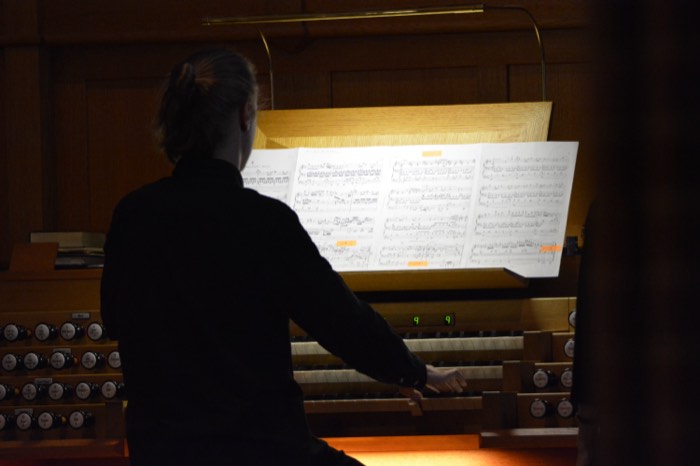 Niklas von hinten an der Orgel
